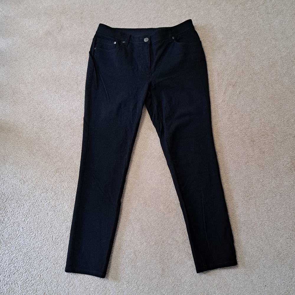 Chico's So Slimming Jeans Womens Size 6 (Chico's 0.5) Short Black Ankle Denim
